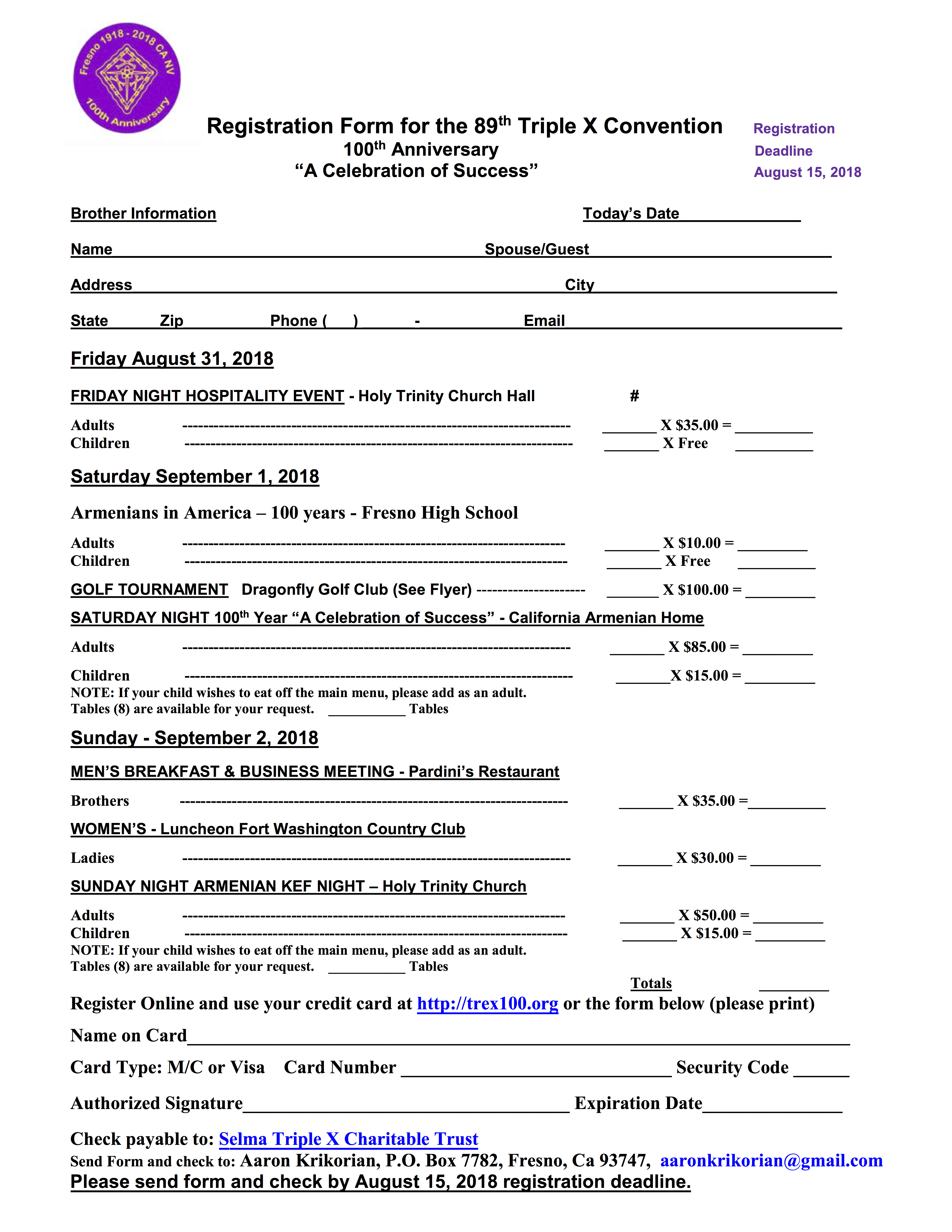 Registration Form 89th Convention
